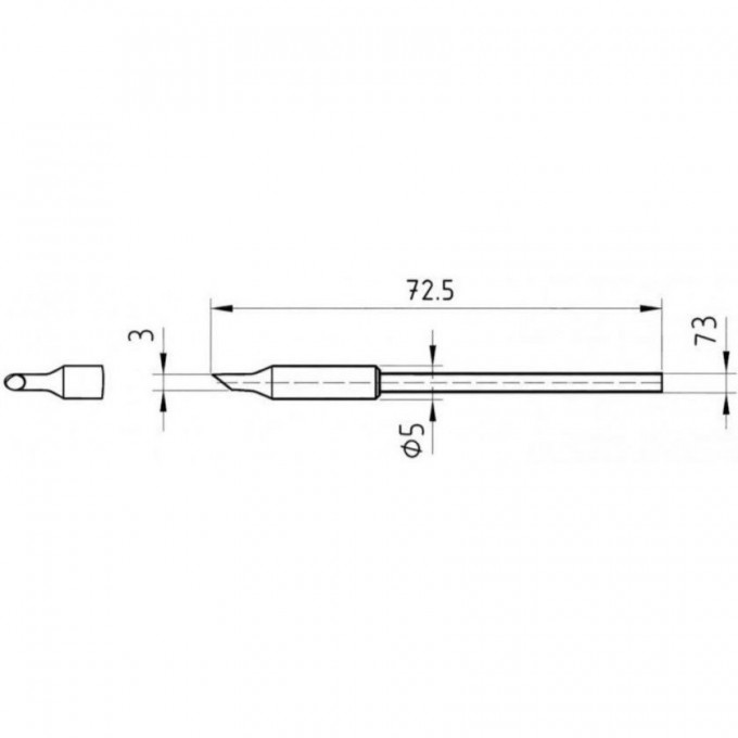 Паяльное жало цилиндрическое со скосом ERSA для паяльника MicroTool 3 мм 0212OD