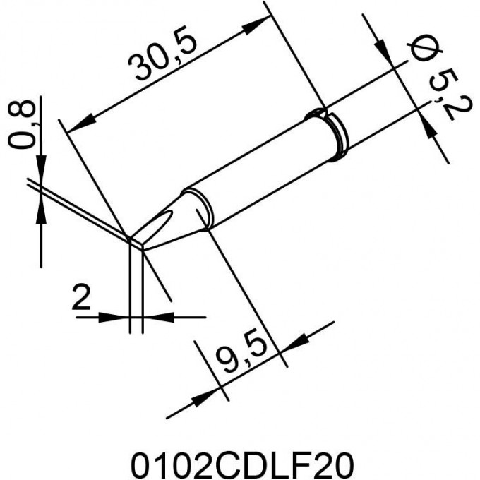 Паяльное жало прямое зубило ERSA Серия 0102 для 0100CDJ и 0130CDK 14A000031