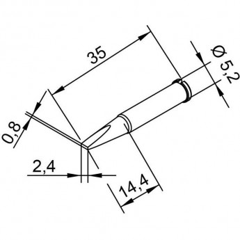Паяльное жало прямое зубило ERSA 0102 для 0100CDJ и 0130CDK, 2.4 мм / ⌀5.2 мм, 35 мм 14A000035 Паяльное жало прямое зубило ERSA 0102 для 0100CDJ и 0130CDK, 2.4 мм / ⌀5.2 мм, 35 мм 14A000035