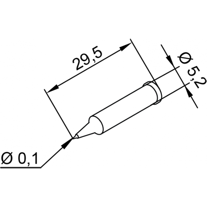 Паяльное жало прямое коническое ERSA Серия 0102 ⌀0,1 / ⌀5,2 мм 14A000040