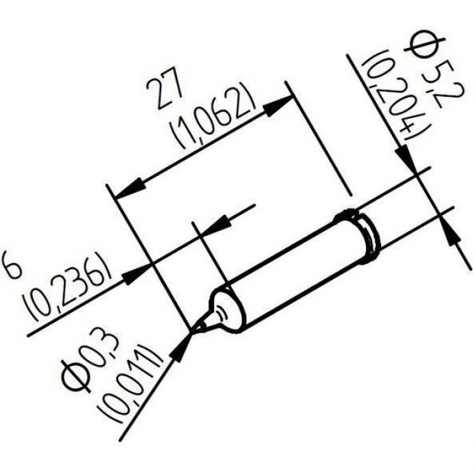 Паяльное жало прямое коническое ERSA 0102 диаметр 0.3/5.2 мм 14A000042
