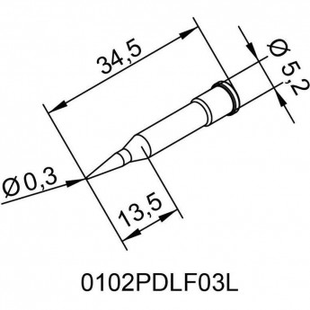 Паяльное жало ERSA 0102 прямое коническое ⌀0.3 мм 14A000043