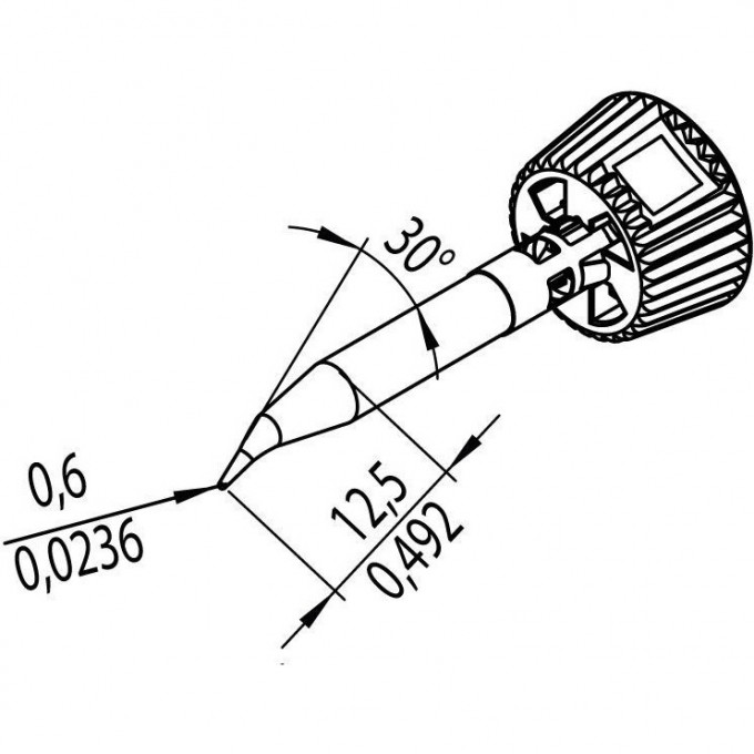 Паяльное жало ERSA 0142 изогнутое коническое ⌀0.6 мм / ⌀5.3 мм 14A000095