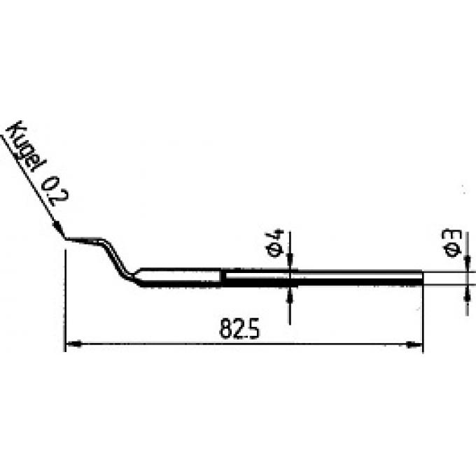 Паяльное жало ERSA 0422 изогнутое коническое ⌀0.2 мм / ⌀3 мм 14A000146