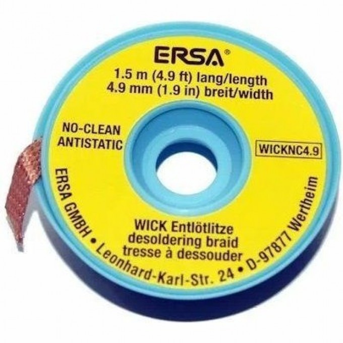 Оплетка для удаления припоя ERSA WICK4..5 шириной 4.9 мм, длиной 1.5 м 14M000065